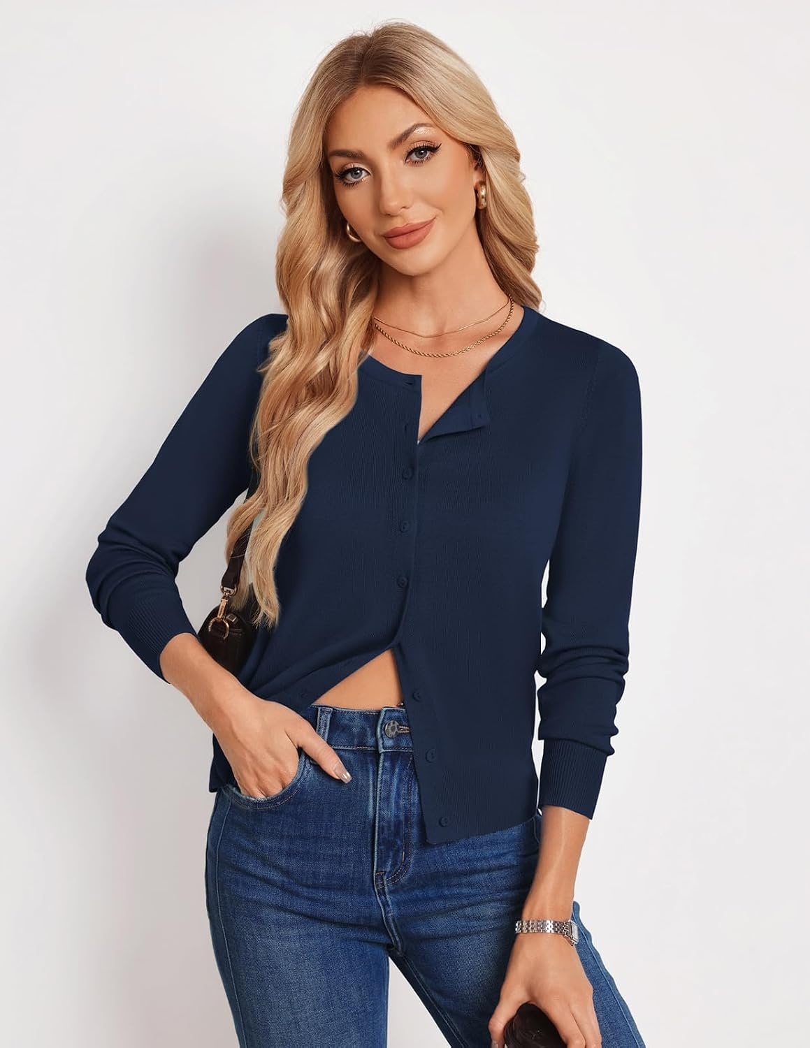 image:imageGRACE KARIN Knit Cardigan Sweaters for Women Lightweight Fall Outfits 2026Navy Blue