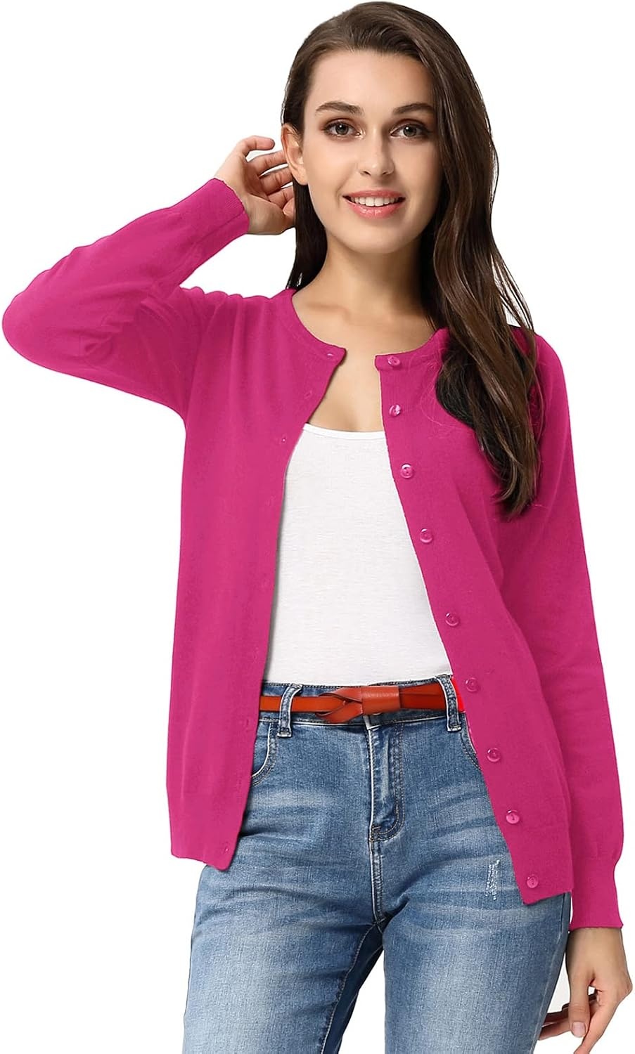 image:imageGRACE KARIN Knit Cardigan Sweaters for Women Lightweight Fall Outfits 2026Pink22