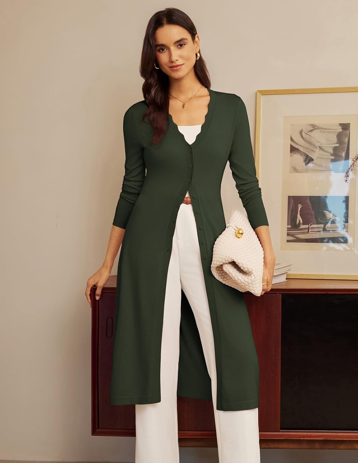 image:imageGRACE KARIN Long Cardigans for Women Knit Duster Fall Fashion Outfits 2026Green