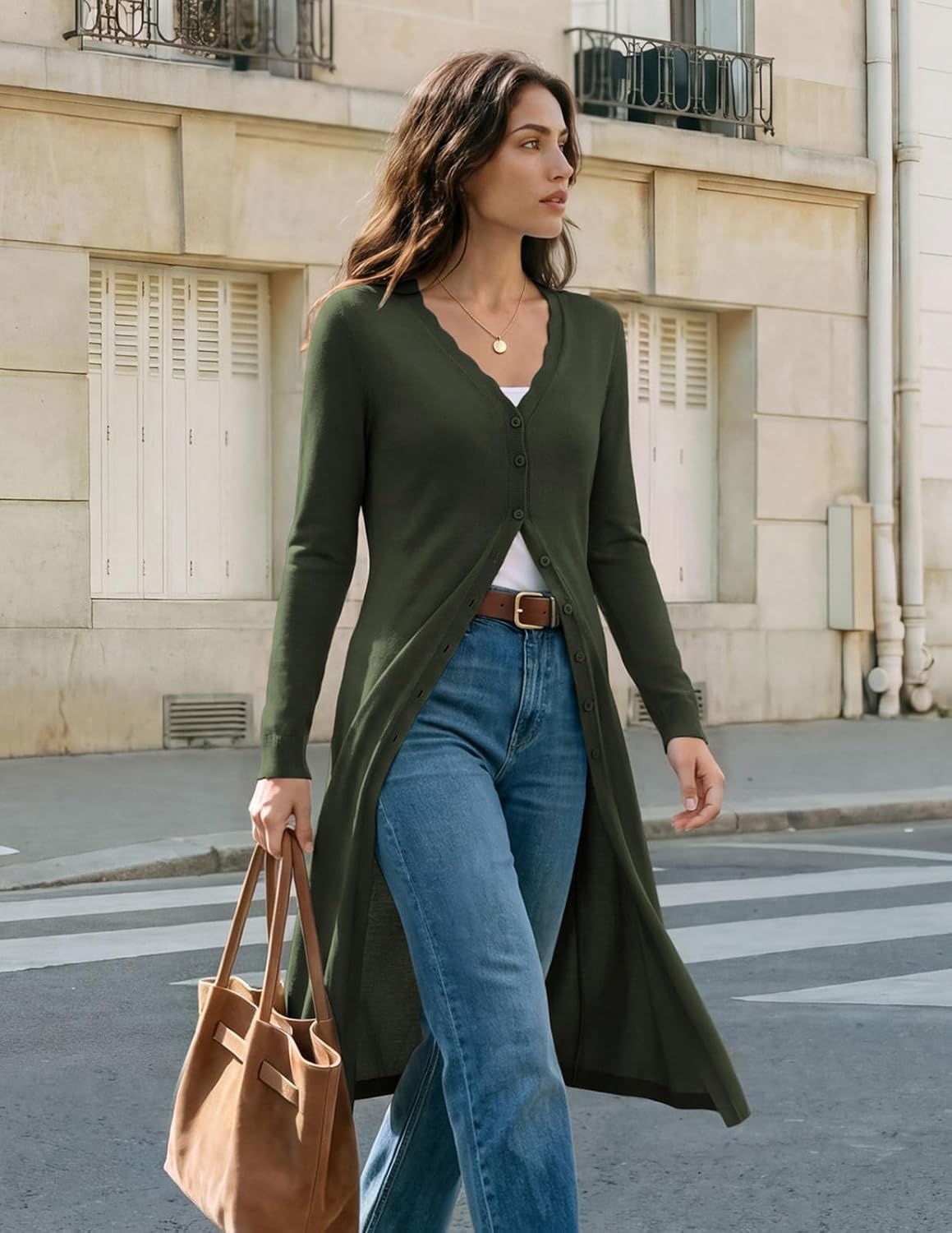 image:imageGRACE KARIN Long Cardigans for Women Knit Duster Fall Fashion Outfits 2026Green