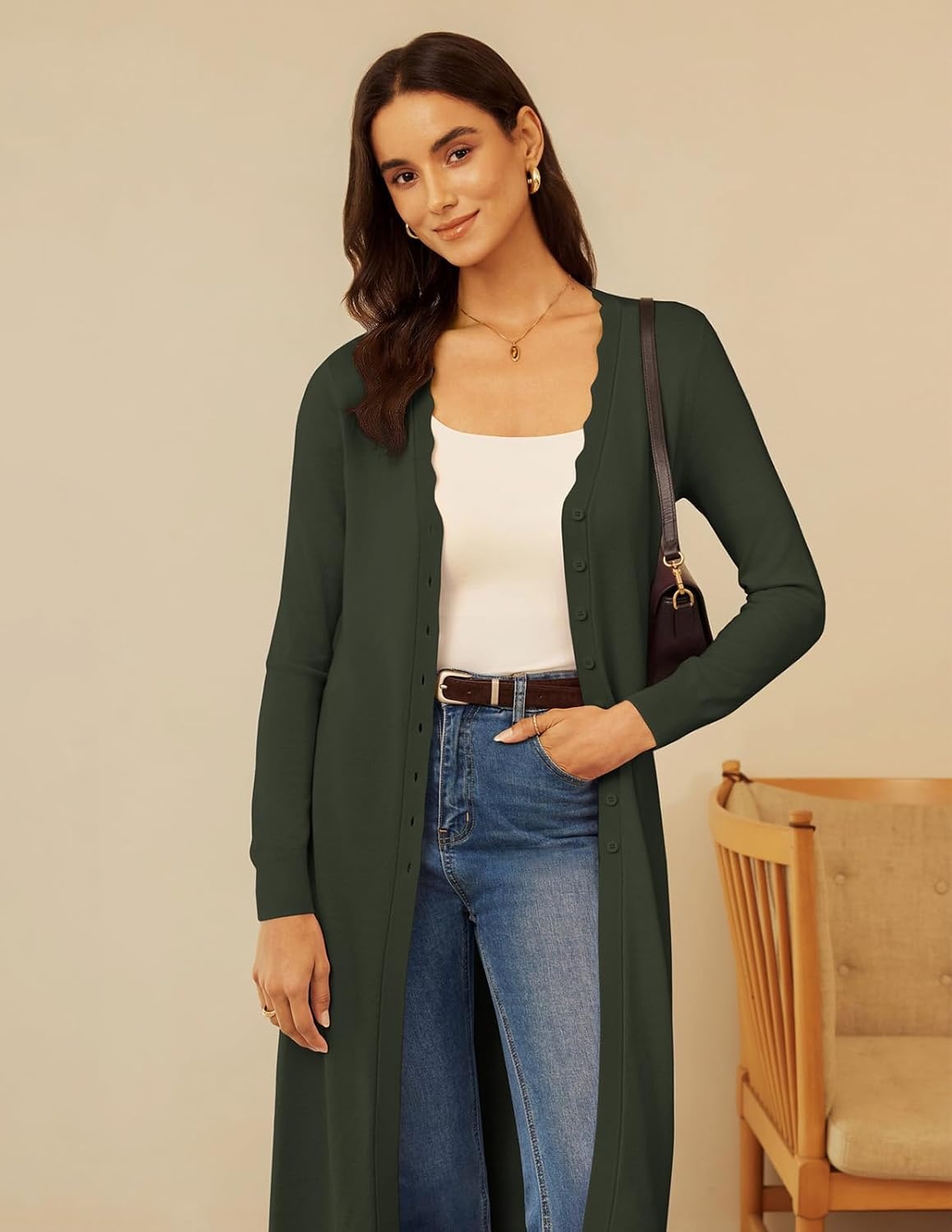 image:imageGRACE KARIN Long Cardigans for Women Knit Duster Fall Fashion Outfits 2026Green