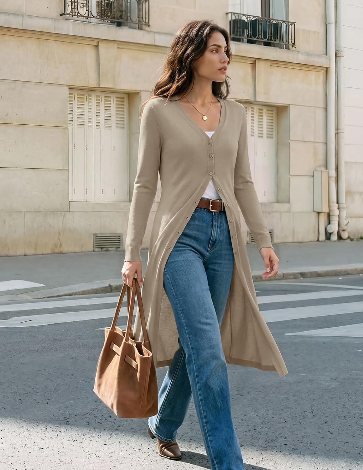image:imageGRACE KARIN Long Cardigans for Women Knit Duster Fall Fashion Outfits 2026Khaki