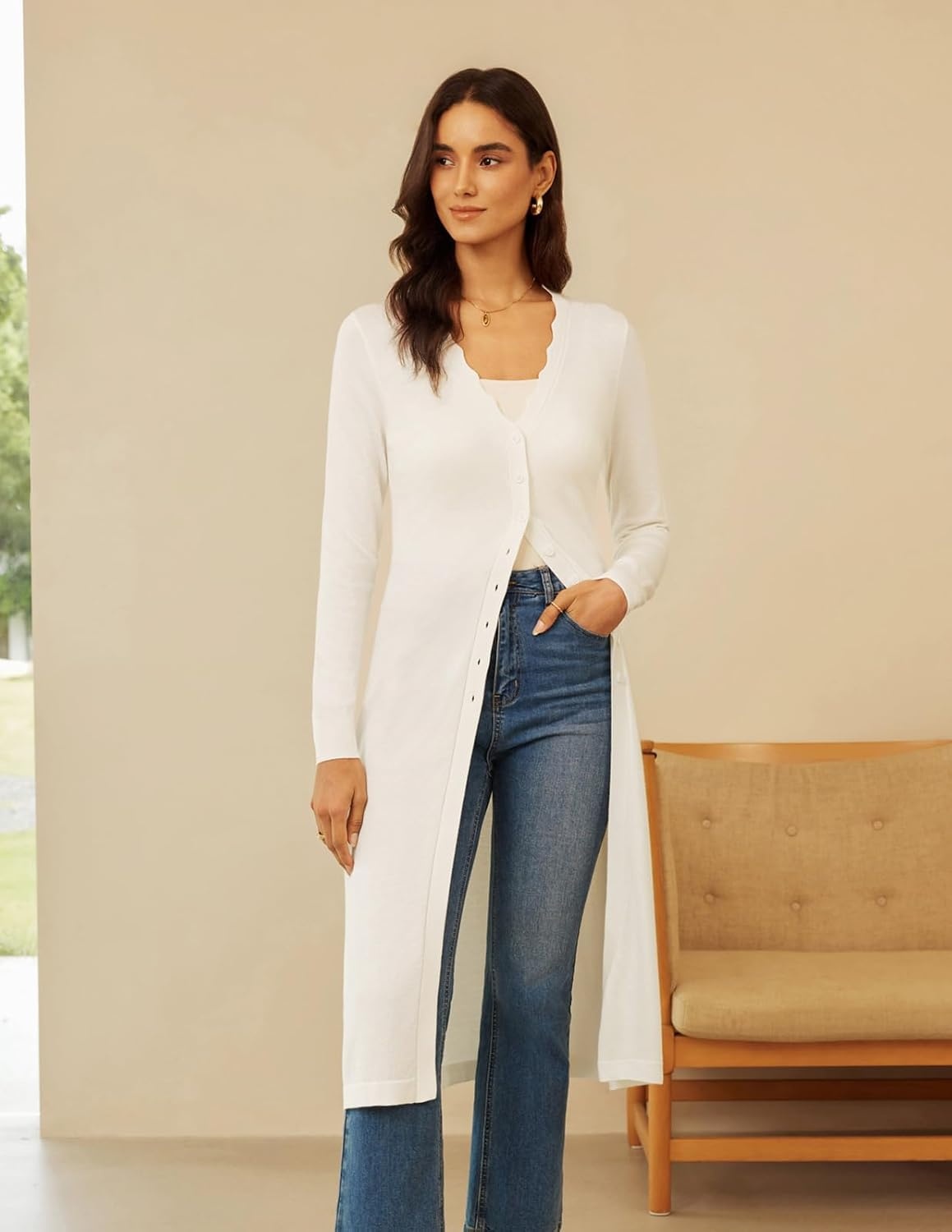 image:imageGRACE KARIN Long Cardigans for Women Knit Duster Fall Fashion Outfits 2026White