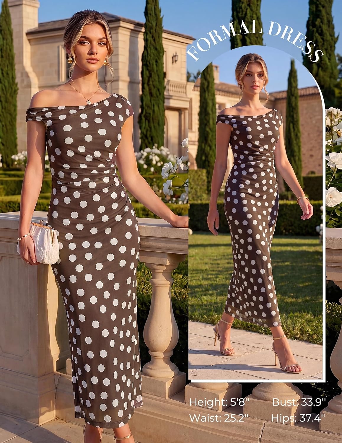 image:imageGRACE KARIN Women One Shoulder Bodycon Floral Wedding Guest Cocktail DressBrown