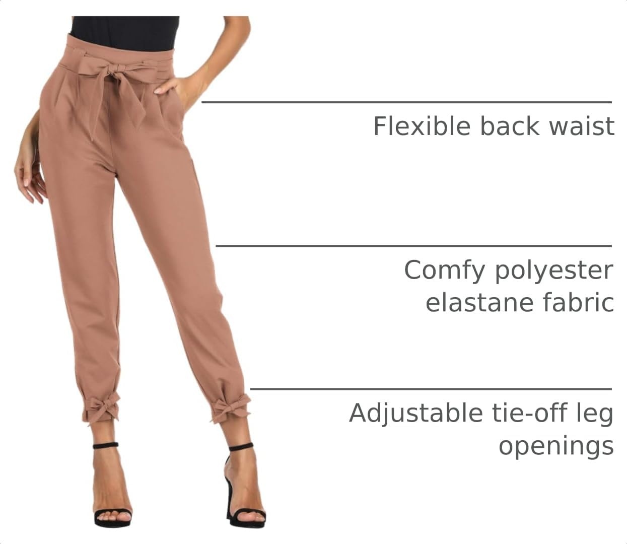 image:imageGRACE KARIN Womens Casual High Waist Pencil Pants Paper Bag Pants for WorkApricot