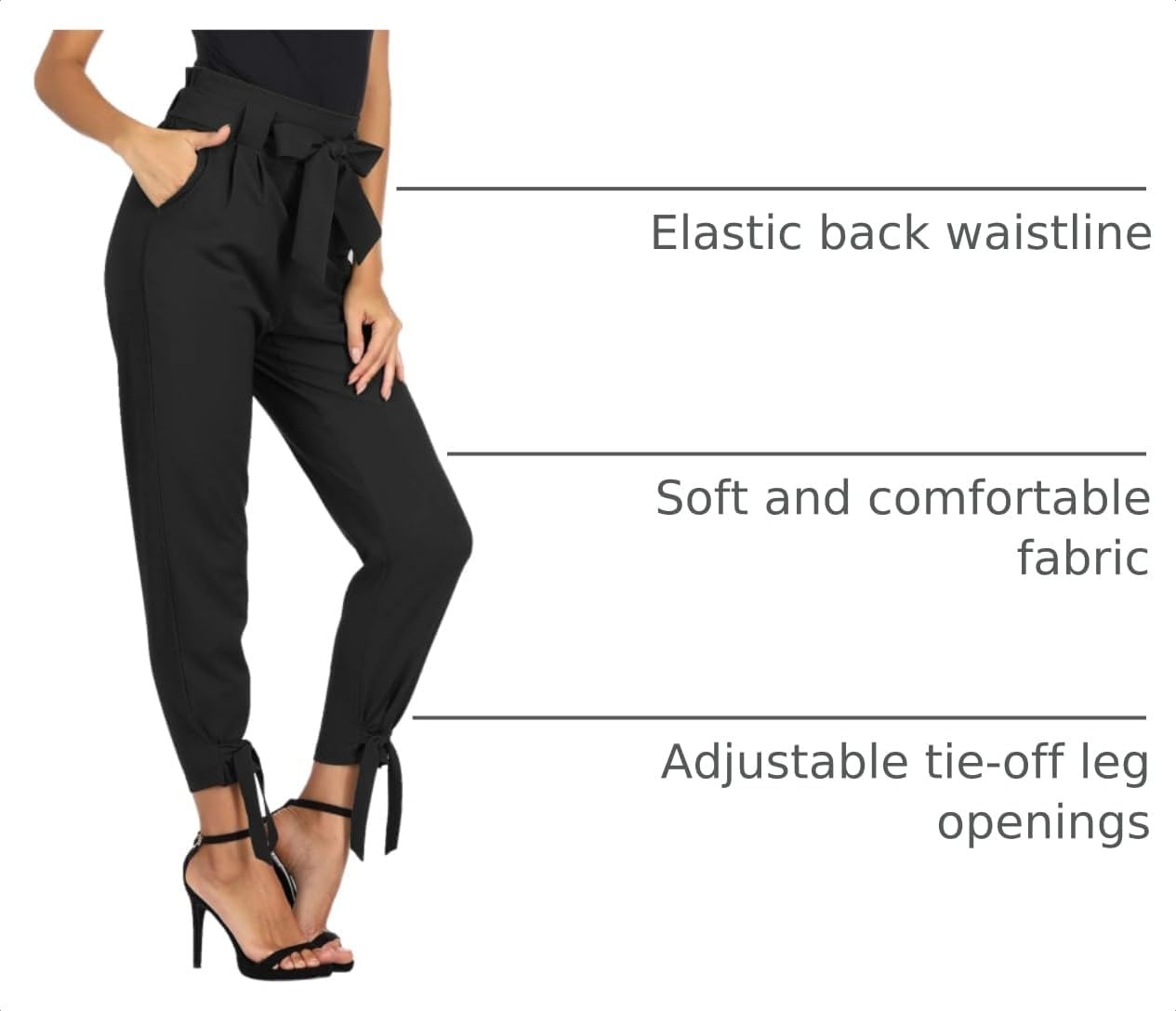 image:imageGRACE KARIN Womens Casual High Waist Pencil Pants Paper Bag Pants for WorkBlack