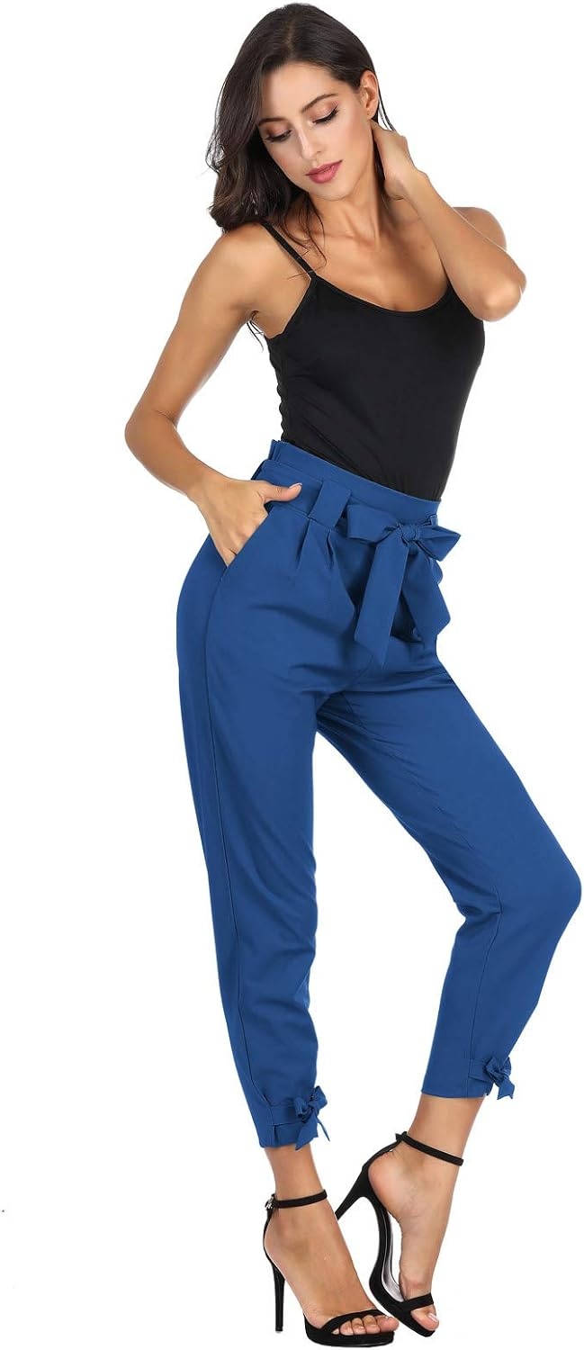 image:imageGRACE KARIN Womens Casual High Waist Pencil Pants Paper Bag Pants for WorkRoyal Blue