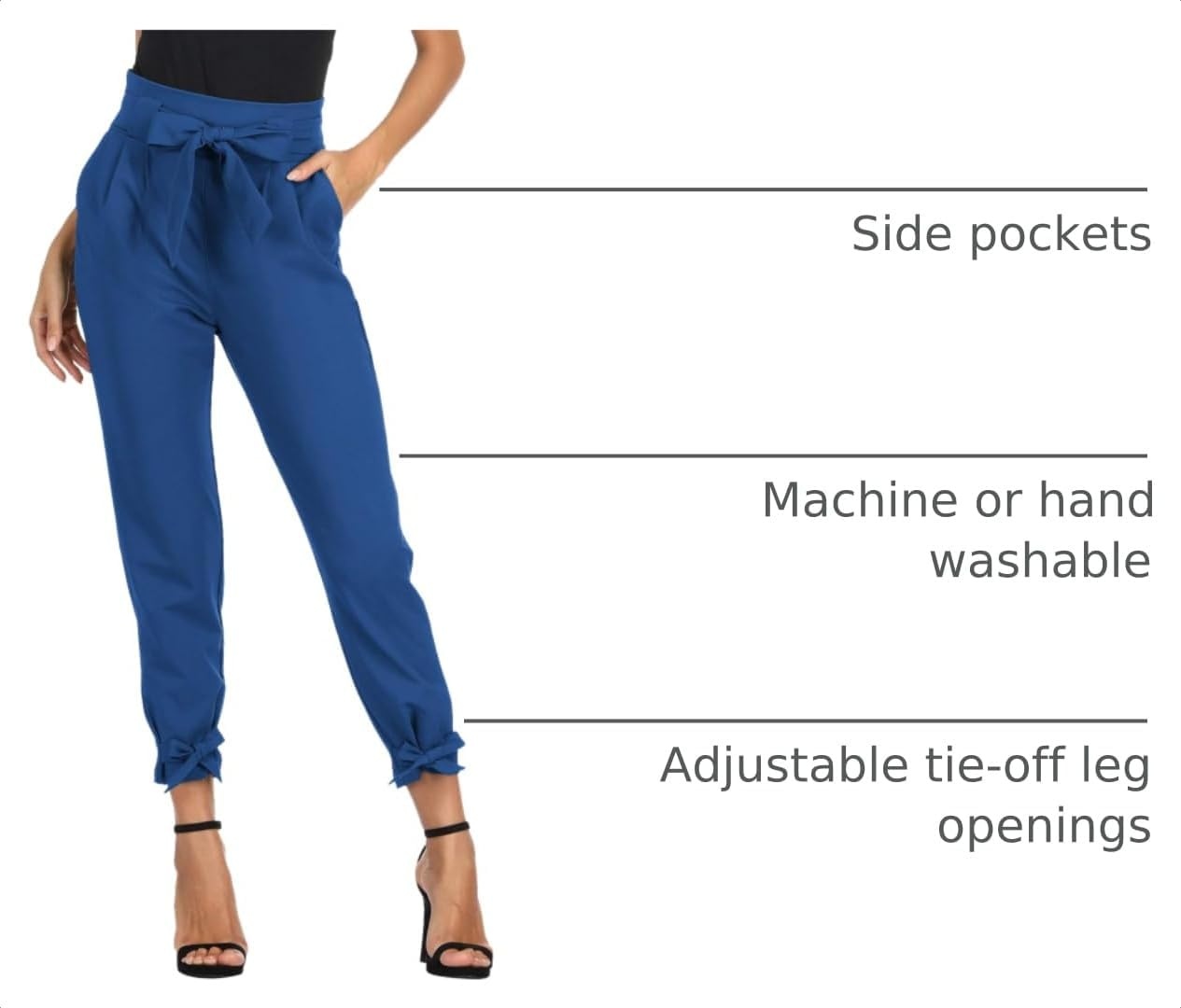 image:imageGRACE KARIN Womens Casual High Waist Pencil Pants Paper Bag Pants for WorkRoyal Blue