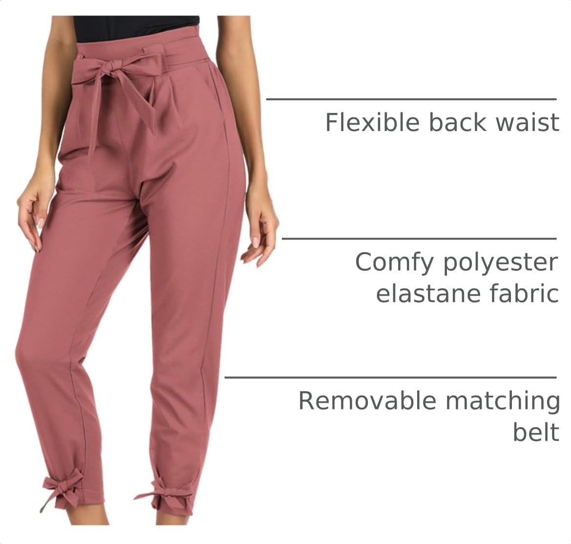 image:imageGRACE KARIN Womens Casual High Waist Pencil Pants Paper Bag Pants for WorkSalmon Pink