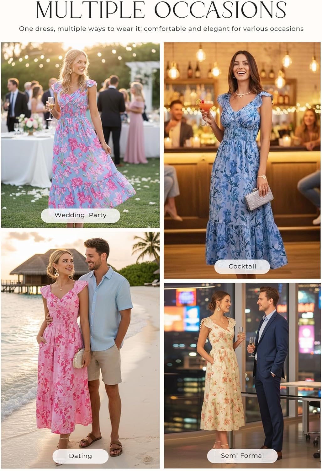 image:imageGRACE KARIN Womens Summer Floral Maxi Wedding Guest DressesBlue Floral