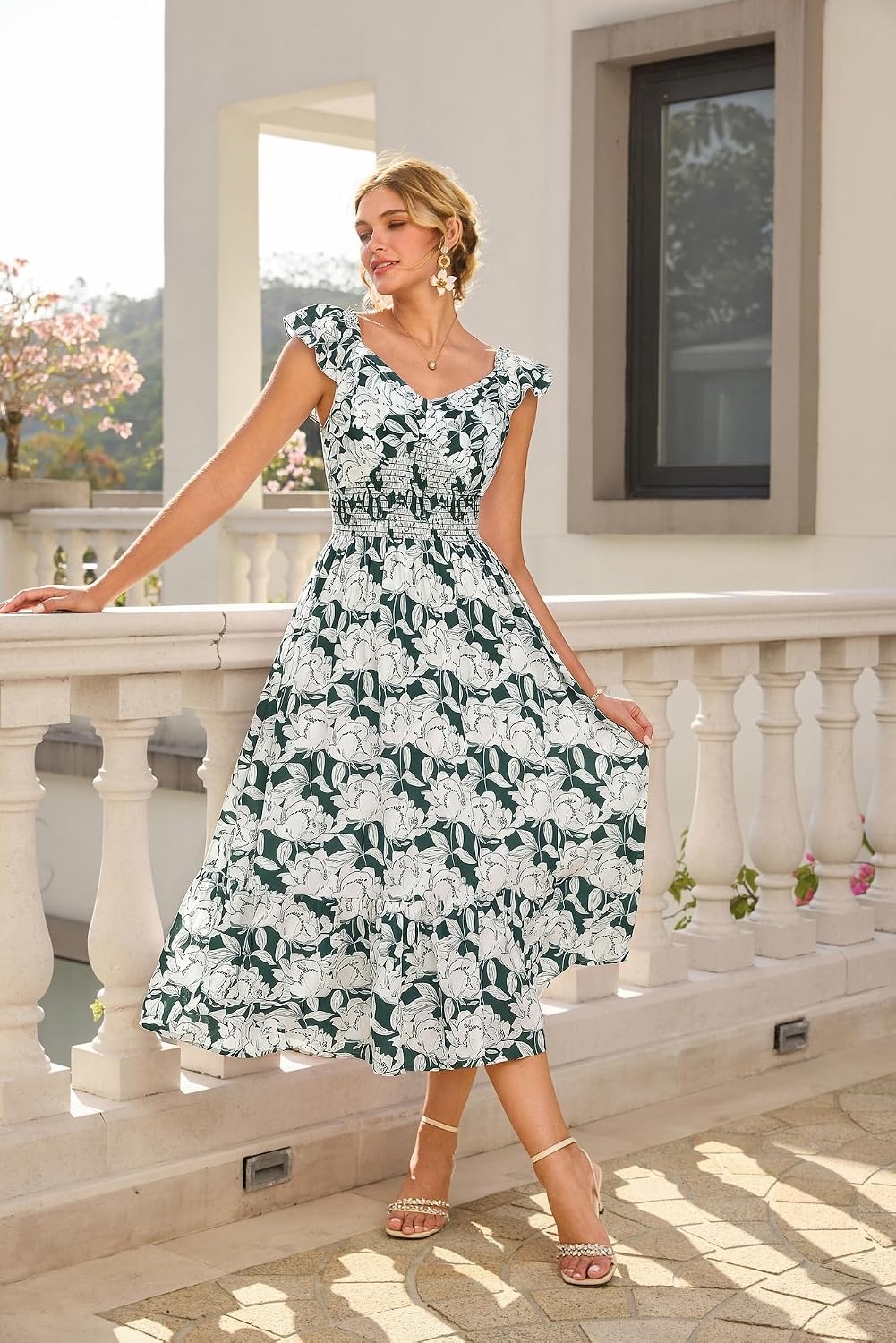 image:imageGRACE KARIN Womens Summer Floral Maxi Wedding Guest DressesDark Green