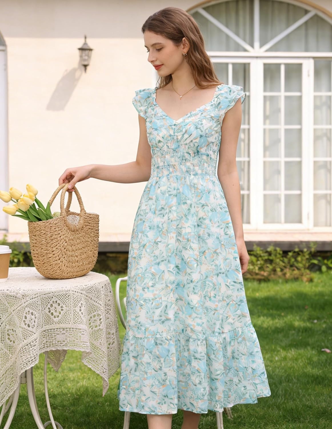 image:imageGRACE KARIN Womens Summer Floral Maxi Wedding Guest DressesGreen Floral
