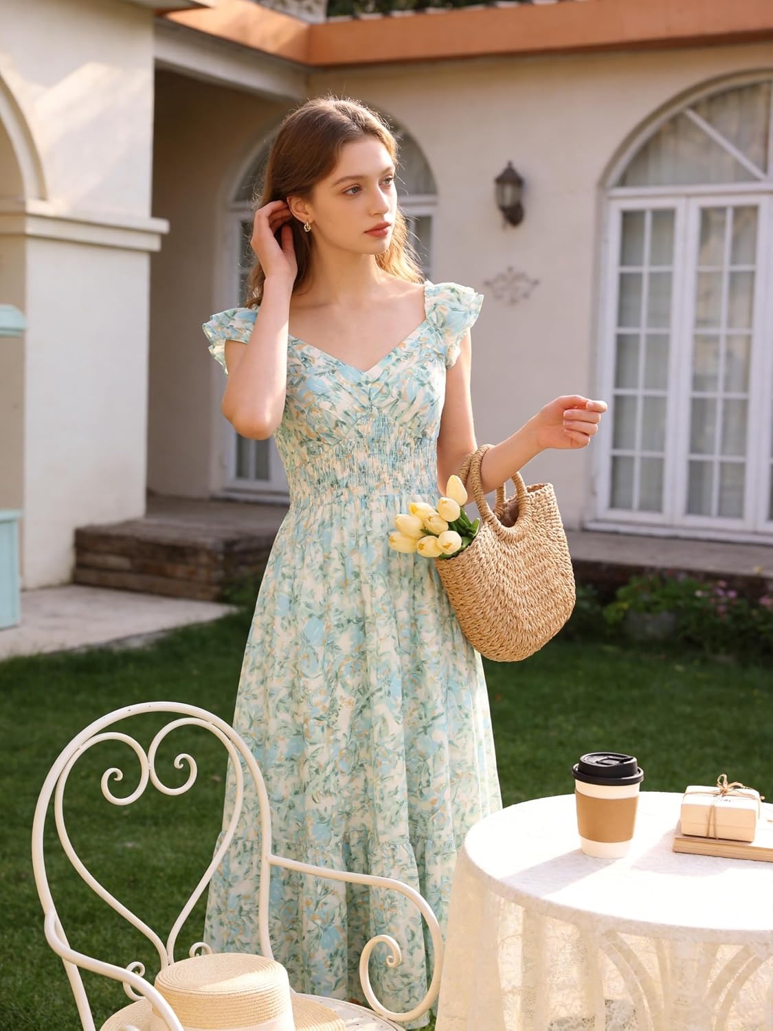 image:imageGRACE KARIN Womens Summer Floral Maxi Wedding Guest DressesGreen Floral