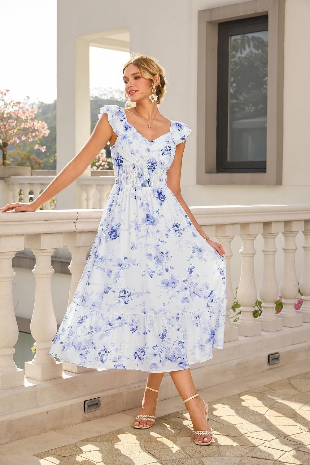 image:imageGRACE KARIN Womens Summer Floral Maxi Wedding Guest DressesLight Blue