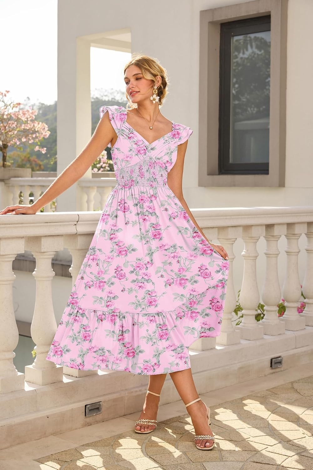 image:imageGRACE KARIN Womens Summer Floral Maxi Wedding Guest DressesLight Pink