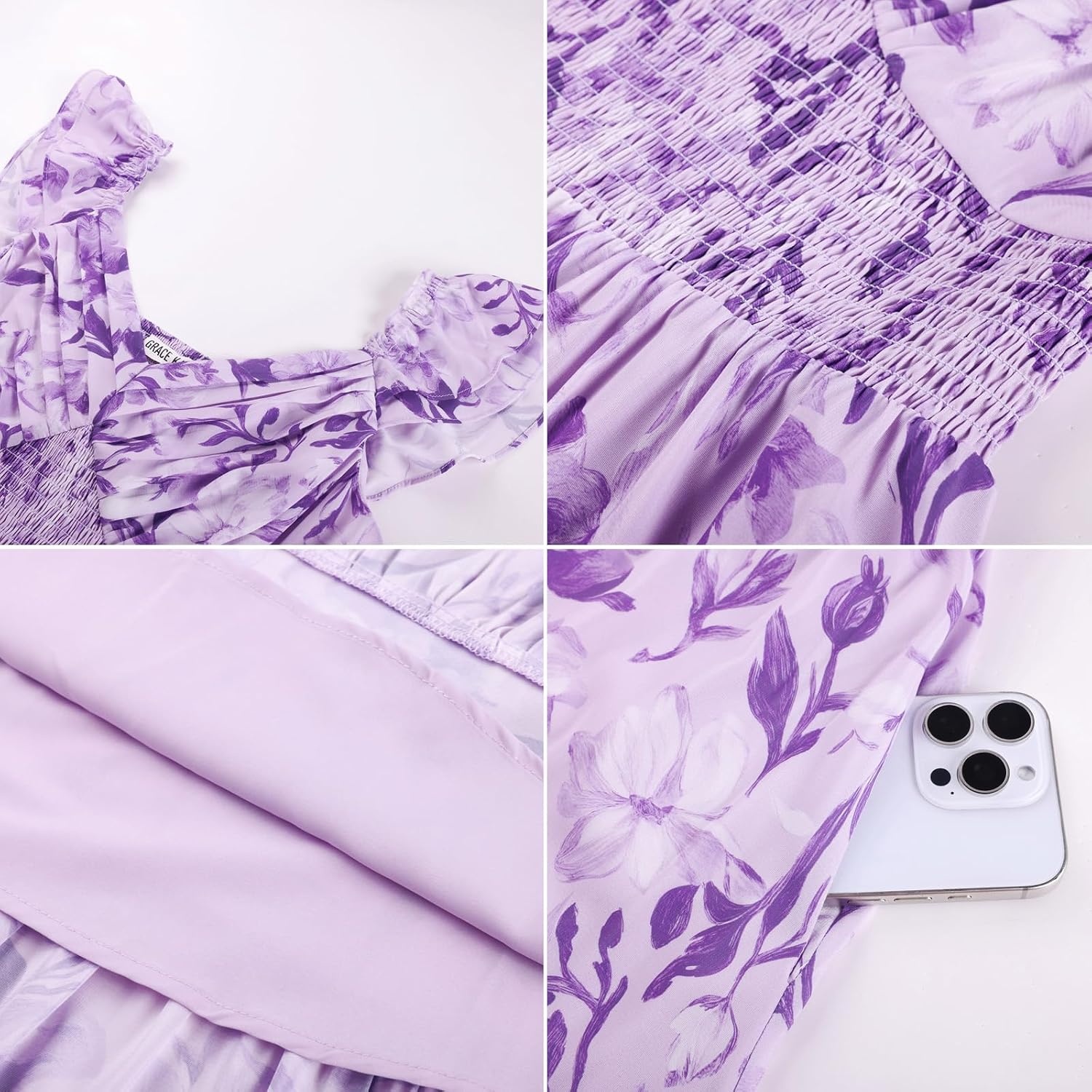 image:imageGRACE KARIN Womens Summer Floral Maxi Wedding Guest DressesLight Purple