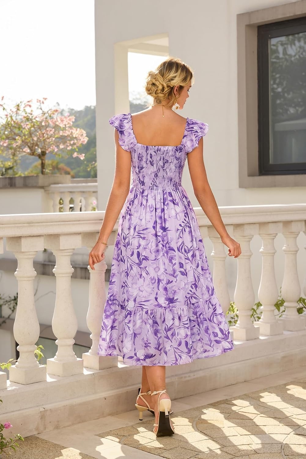 image:imageGRACE KARIN Womens Summer Floral Maxi Wedding Guest DressesLight Purple