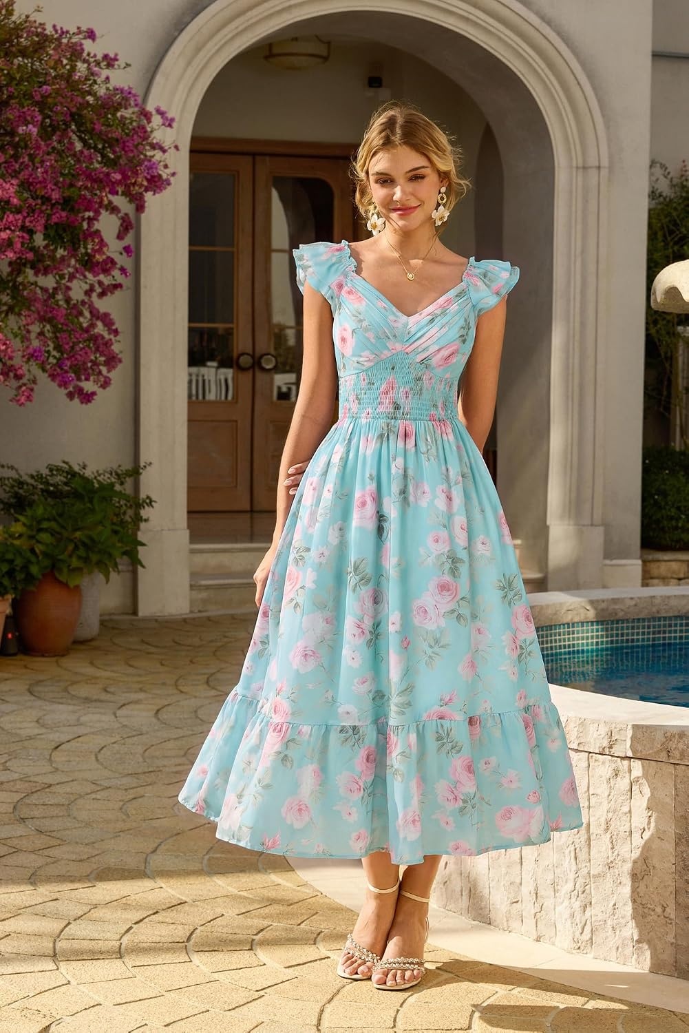 image:imageGRACE KARIN Womens Summer Floral Maxi Wedding Guest DressesMint Green