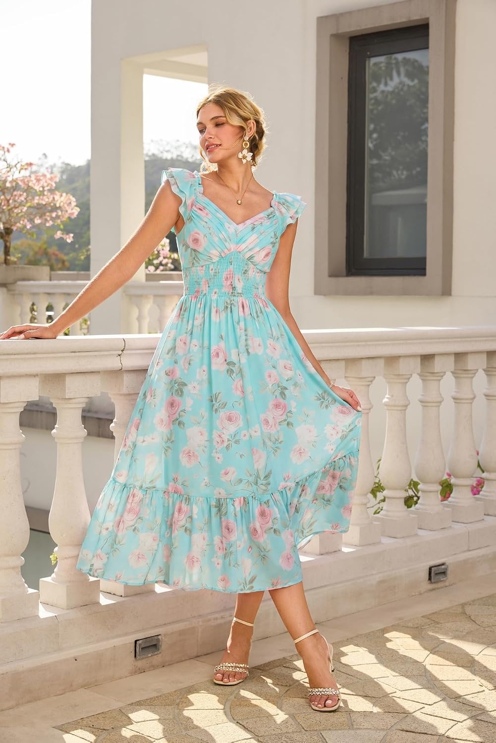 image:imageGRACE KARIN Womens Summer Floral Maxi Wedding Guest DressesMint Green