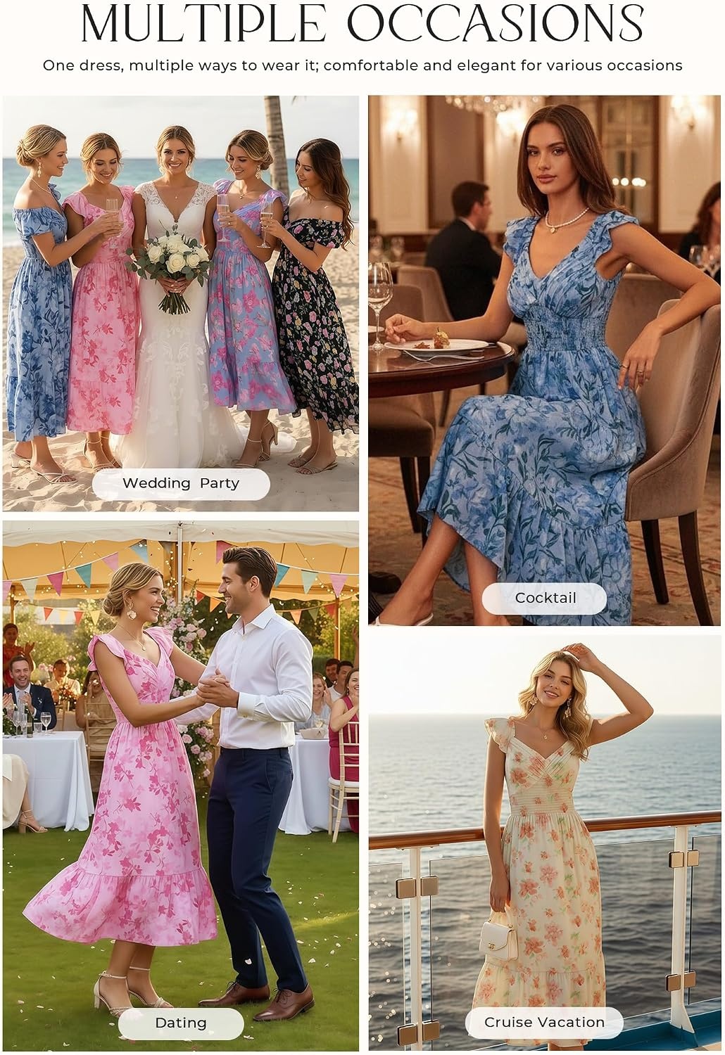 image:imageGRACE KARIN Womens Summer Floral Maxi Wedding Guest DressesPink Floral