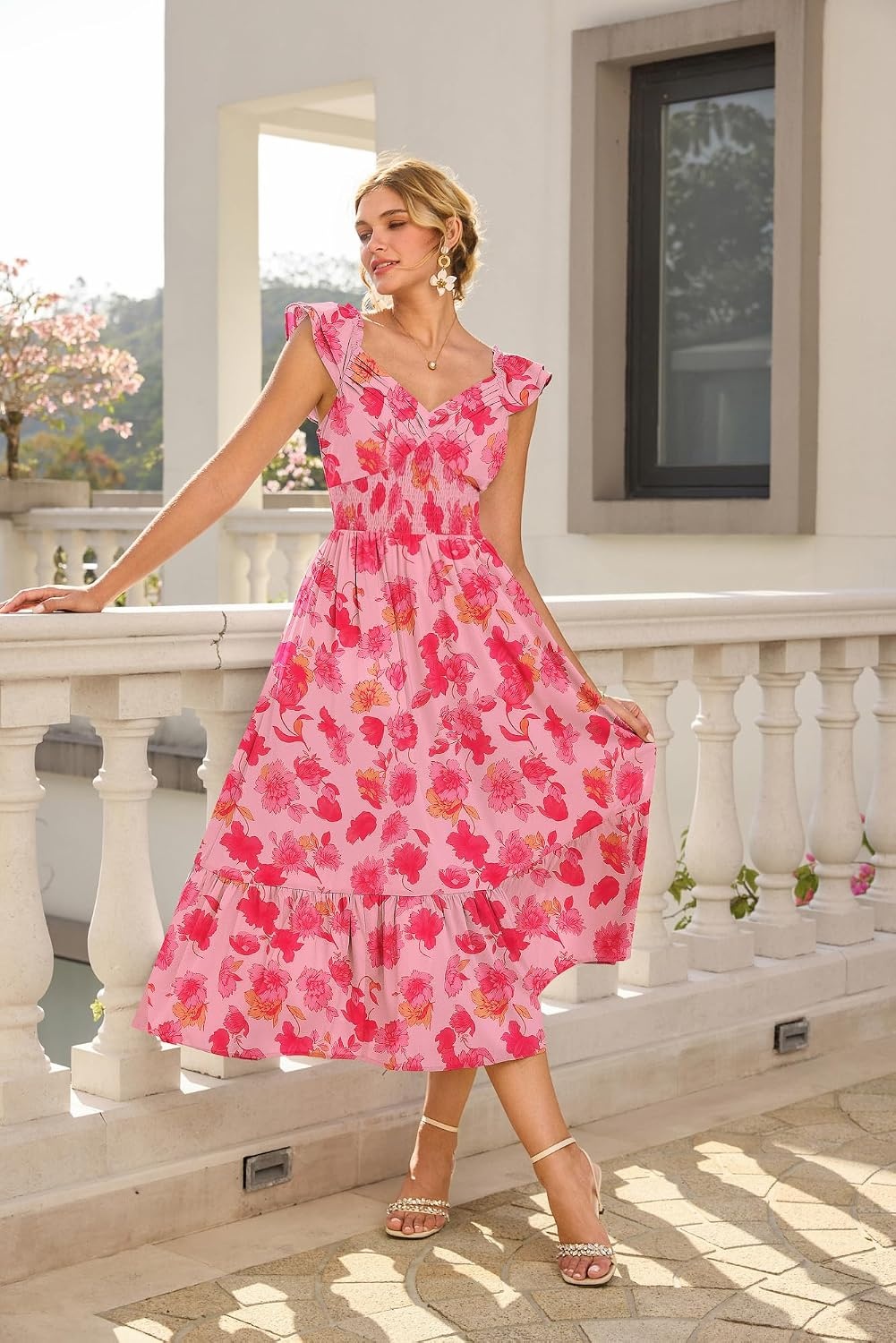 image:imageGRACE KARIN Womens Summer Floral Maxi Wedding Guest DressesRed Floral