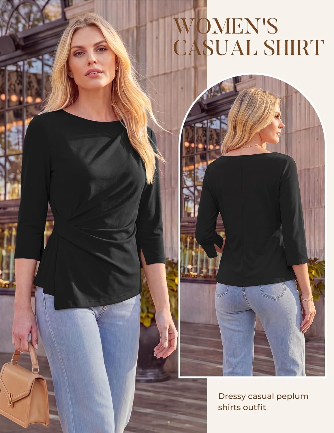 image:imageGRACE KARIN Womens Summer Peplum Tops Dressy Casual ShirtBlack