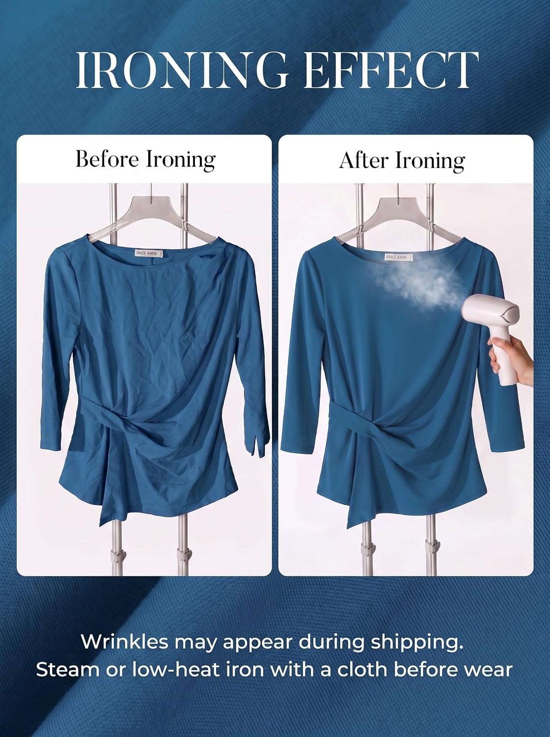 image:imageGRACE KARIN Womens Summer Peplum Tops Dressy Casual ShirtBlue Green