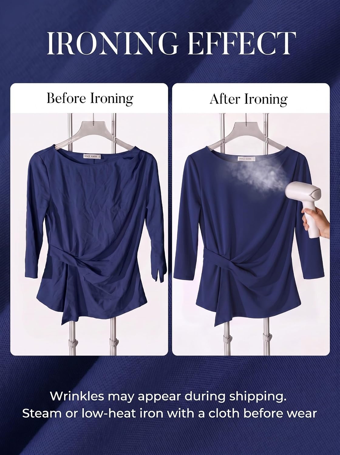 image:imageGRACE KARIN Womens Summer Peplum Tops Dressy Casual ShirtNavy Blue
