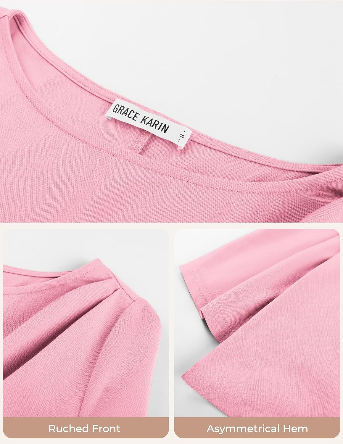 image:imageGRACE KARIN Womens Summer Peplum Tops Dressy Casual ShirtPink