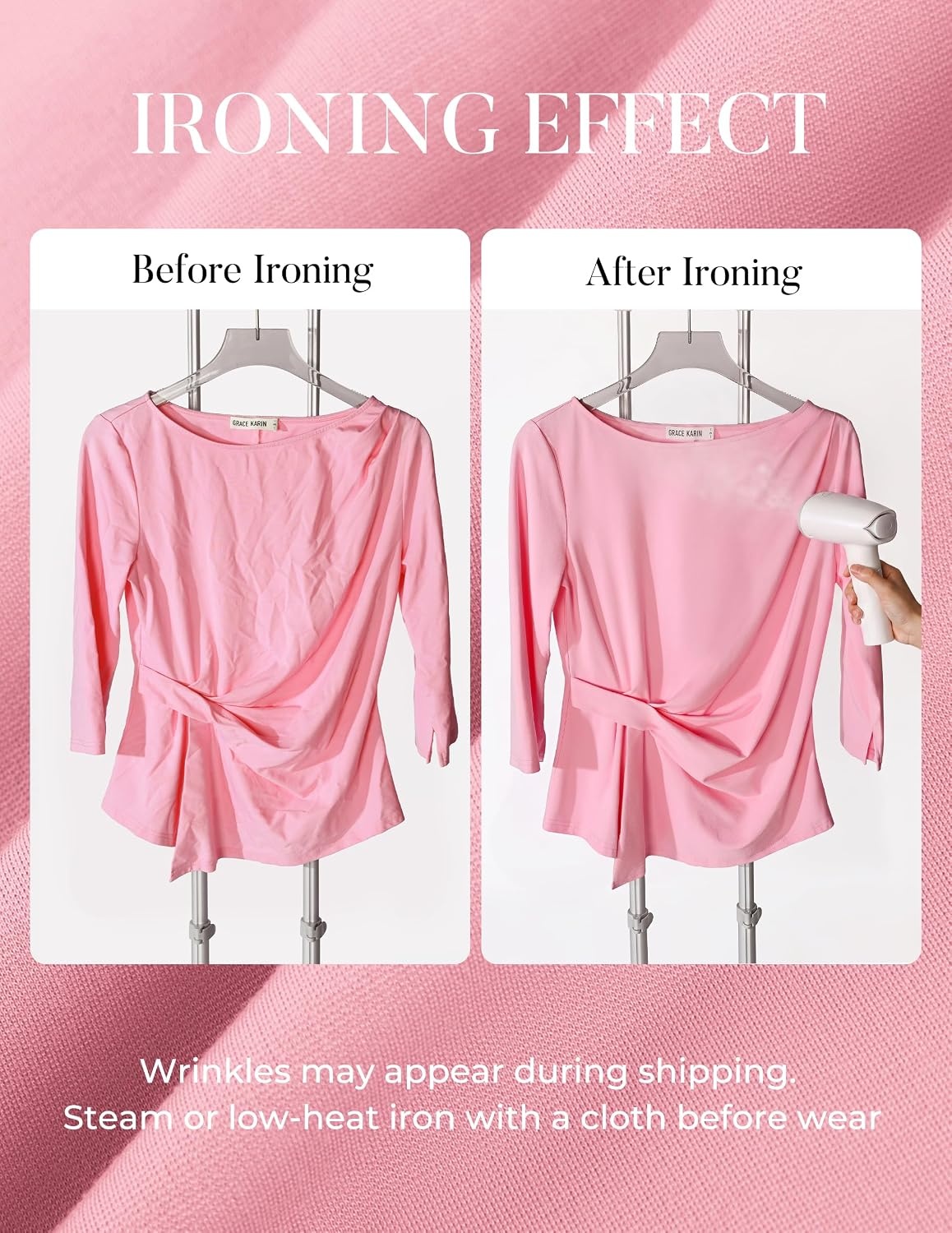 image:imageGRACE KARIN Womens Summer Peplum Tops Dressy Casual ShirtPink