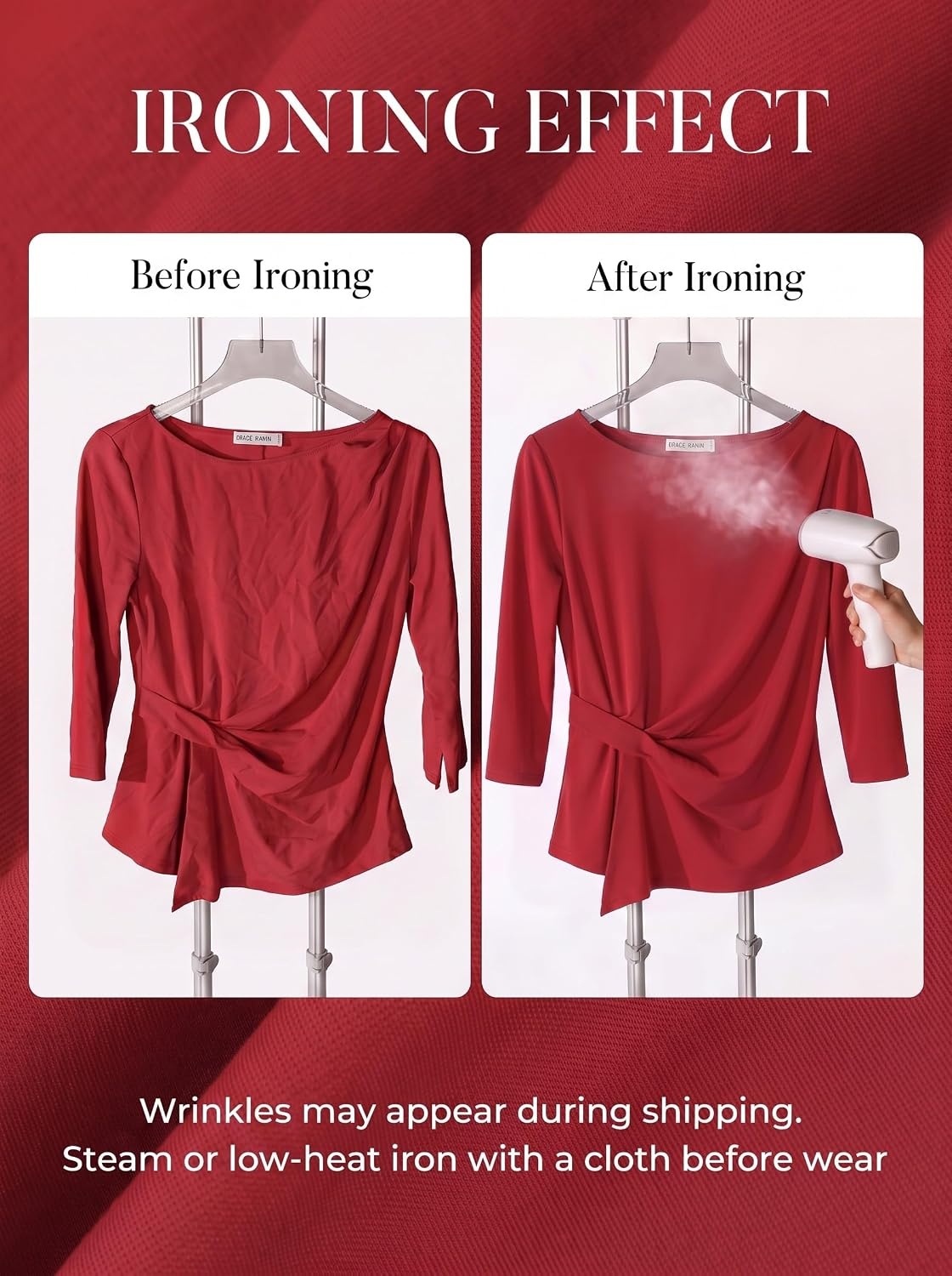 image:imageGRACE KARIN Womens Summer Peplum Tops Dressy Casual ShirtRed