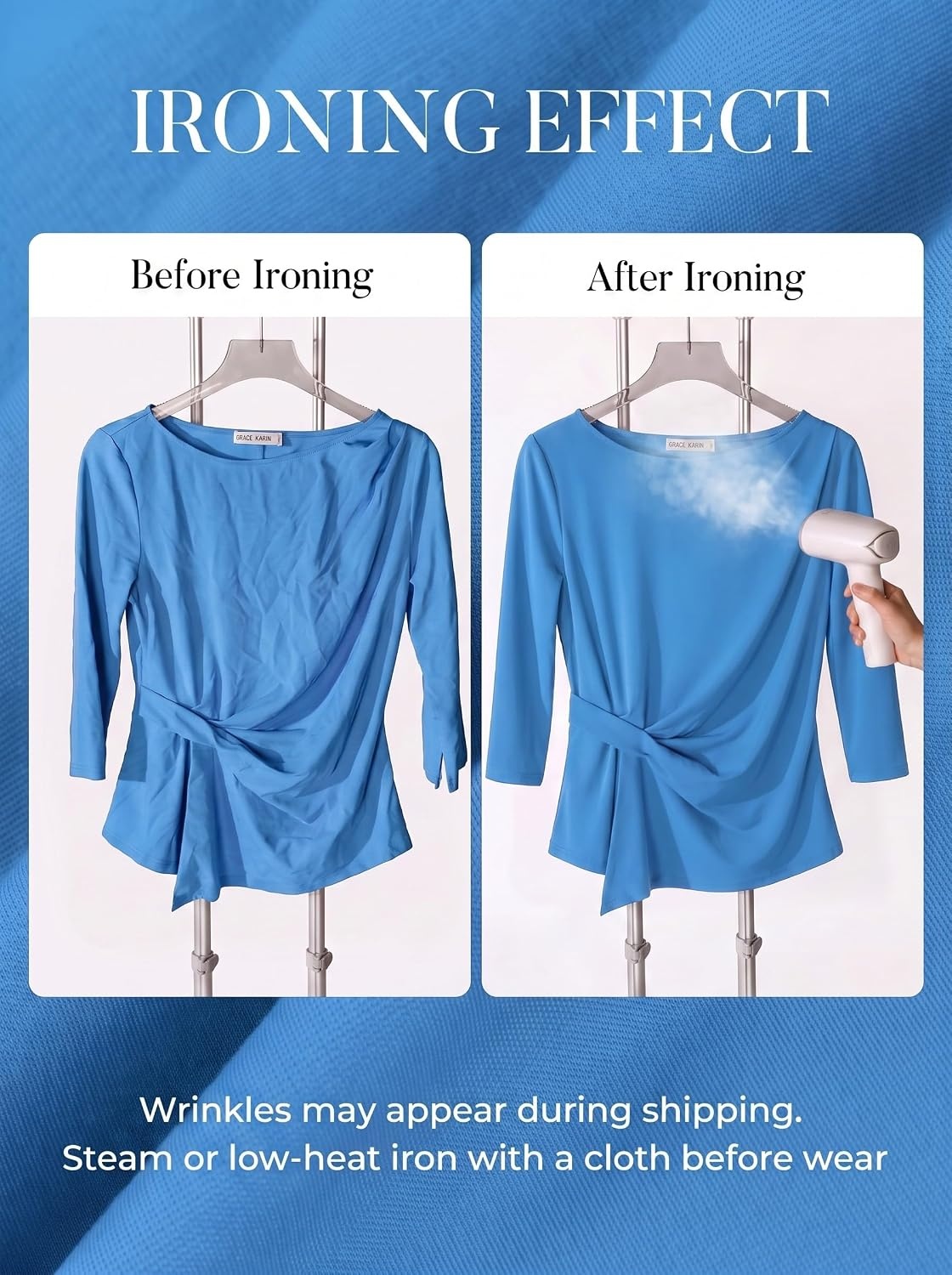 image:imageGRACE KARIN Womens Summer Peplum Tops Dressy Casual ShirtSky Blue