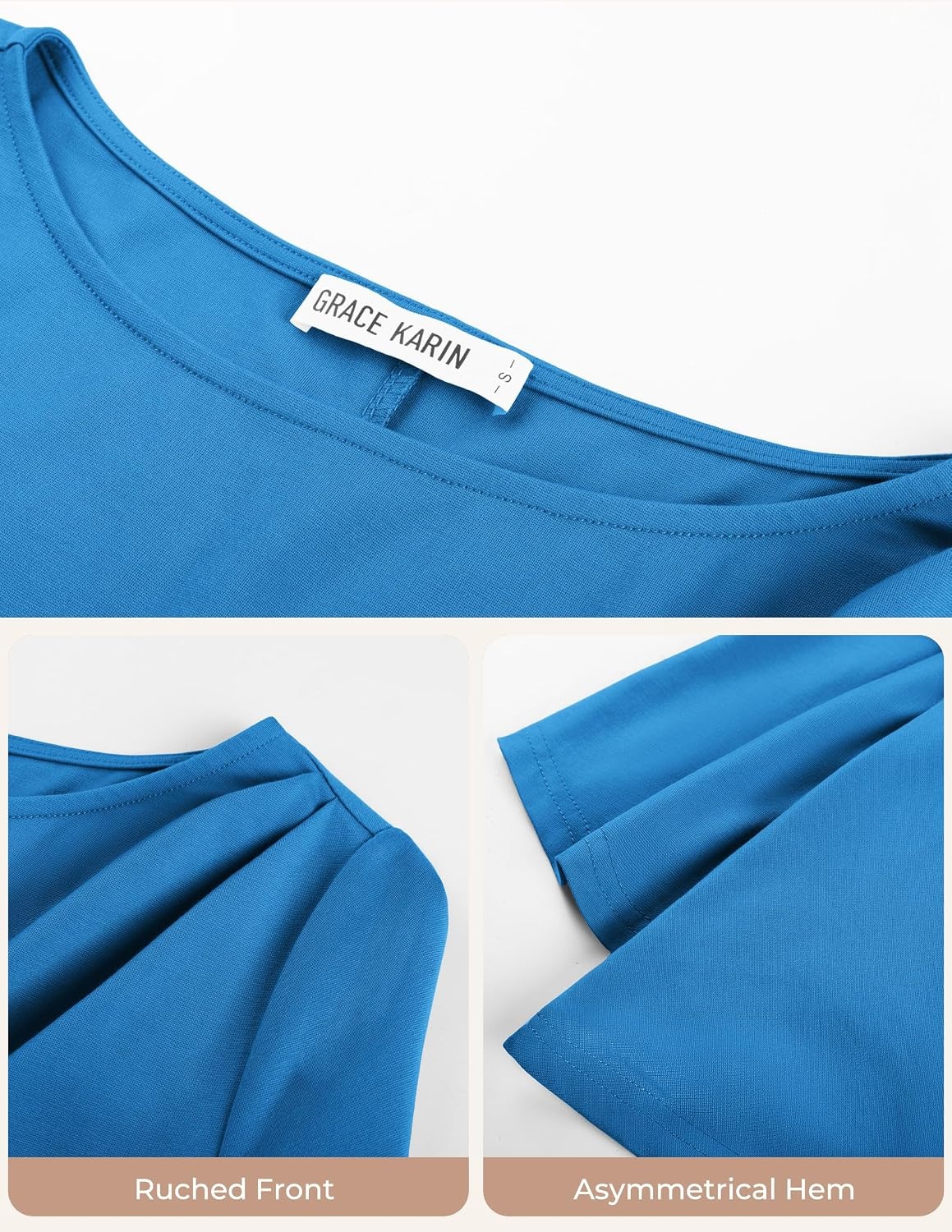 image:imageGRACE KARIN Womens Summer Peplum Tops Dressy Casual ShirtSky Blue