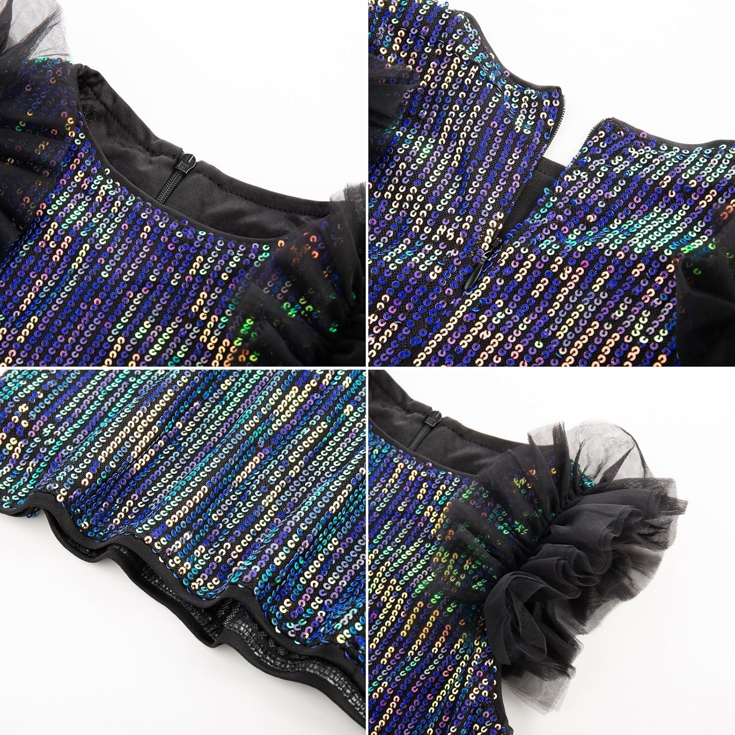 image:imageSparkleFancyyGliterFormalPartyChristmasFather and Daughter DancePromTulleRuffle SleeveDetachable MeshHomecomingDark Purple