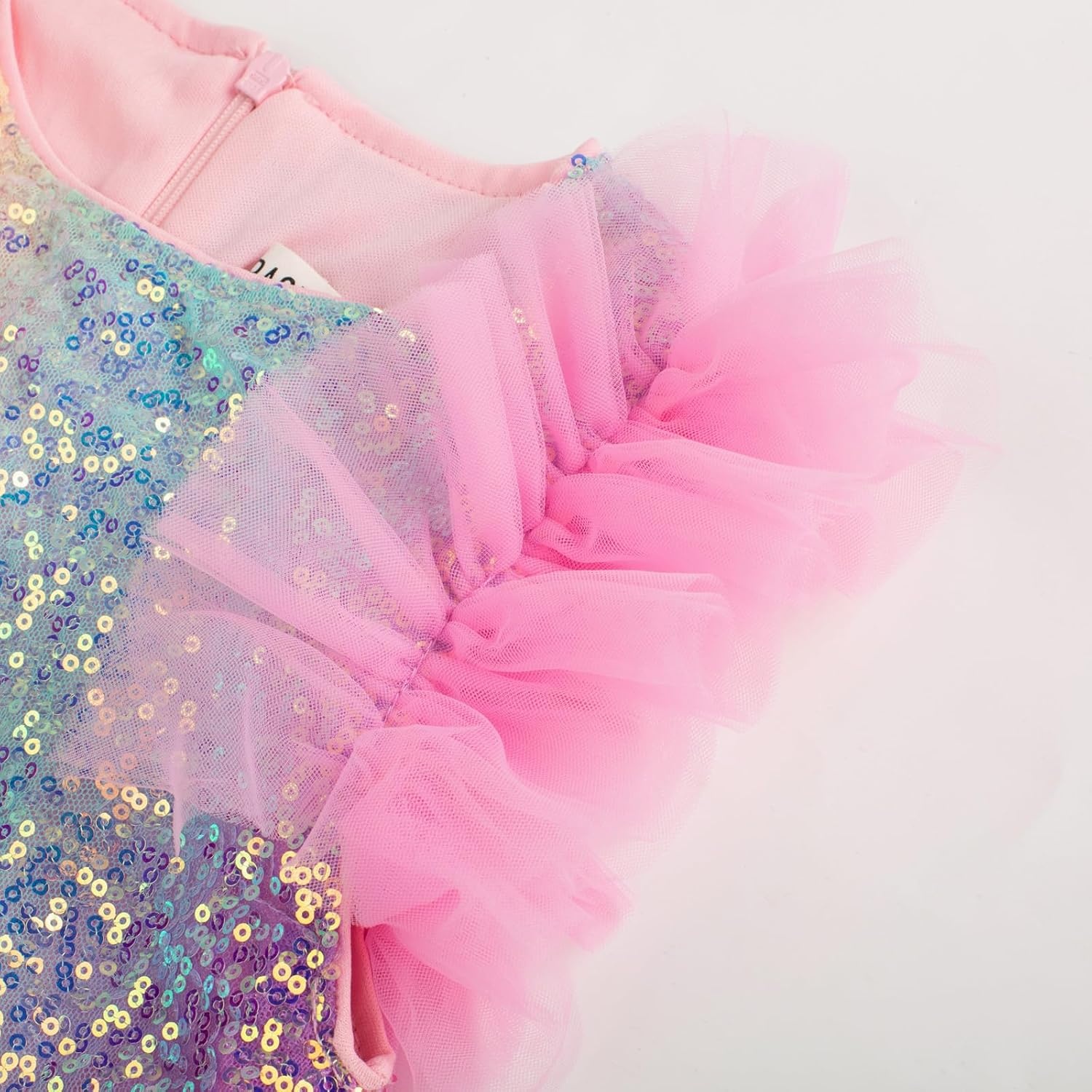 image:imageSparkleFancyyGliterFormalPartyChristmasFather and Daughter DancePromTulleRuffle SleeveDetachable MeshHomecomingRainbow Multicolor