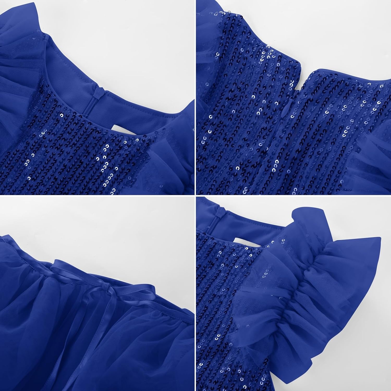 image:imageSparkleFancyyGliterFormalPartyChristmasFather and Daughter DancePromTulleRuffle SleeveDetachable MeshHomecomingRoyal Blue