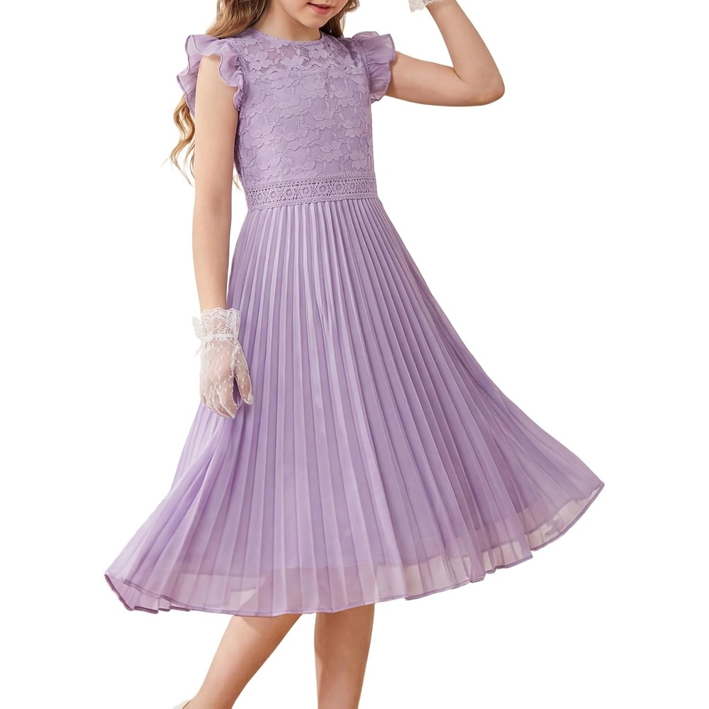 image:imageGRACE KARIN Flower Girl Dress Lace Bridesmaid Wedding Guest Formal DressesPurple