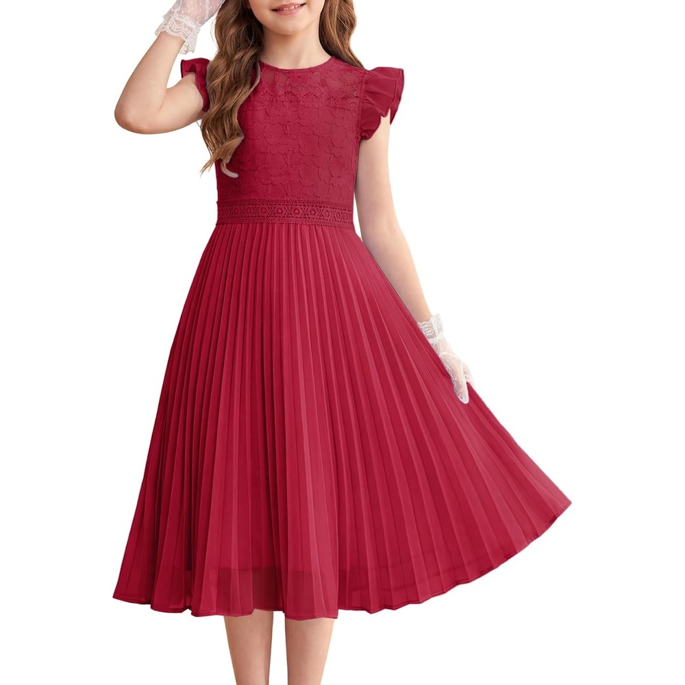 image:imageGRACE KARIN Flower Girl Dress Lace Bridesmaid Wedding Guest Formal DressesWine Red