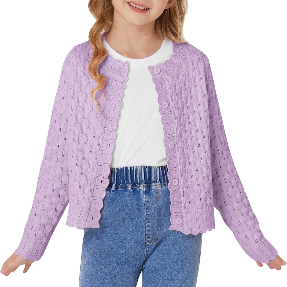 image:imageGRACE KARIN Girls Cardigan Button Down Knit Sweater 612YLavender