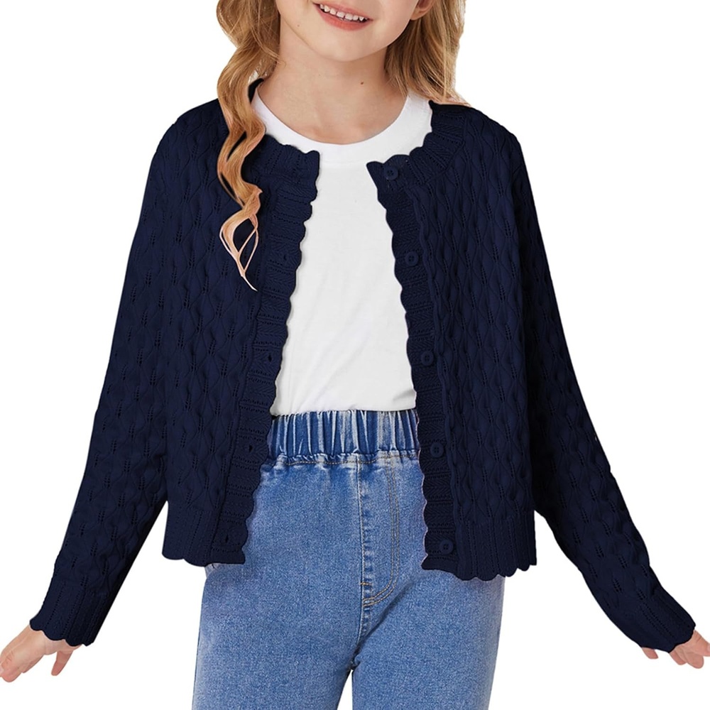 image:imageGRACE KARIN Girls Cardigan Button Down Knit Sweater 612YNavy Blue