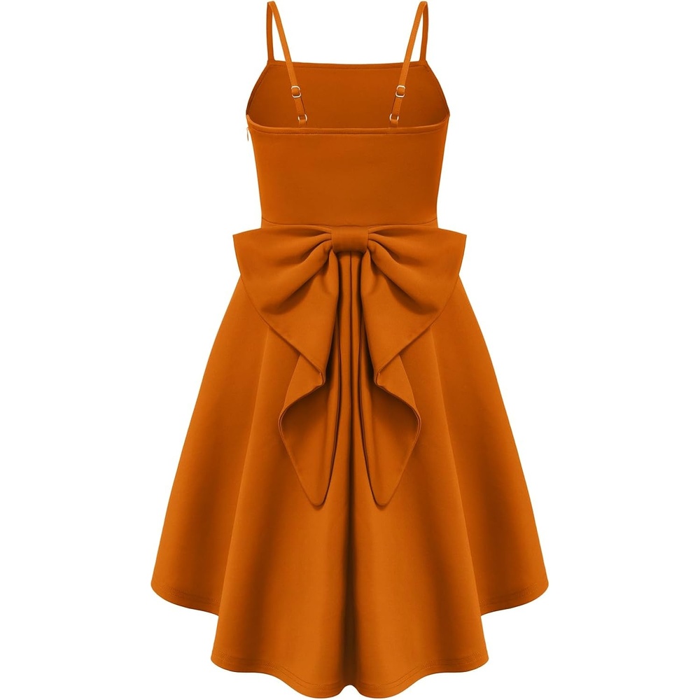 image:imageGRACE KARIN Girls Dress Formal Party High Low Bow Back Teen Tween 714YPumpkin Orange
