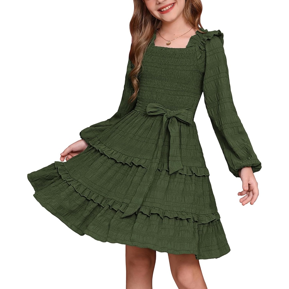 image:imageGRACE KARIN Girls Fall Long Sleeves Casual Christmas Party Festive DressesOlive Green