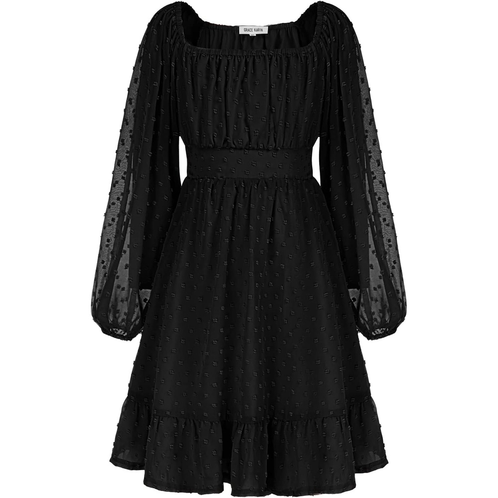 image:imageGRACE KARIN Girls Fall Winter Dress Long Sleeve Casual Party Outfit 614Black