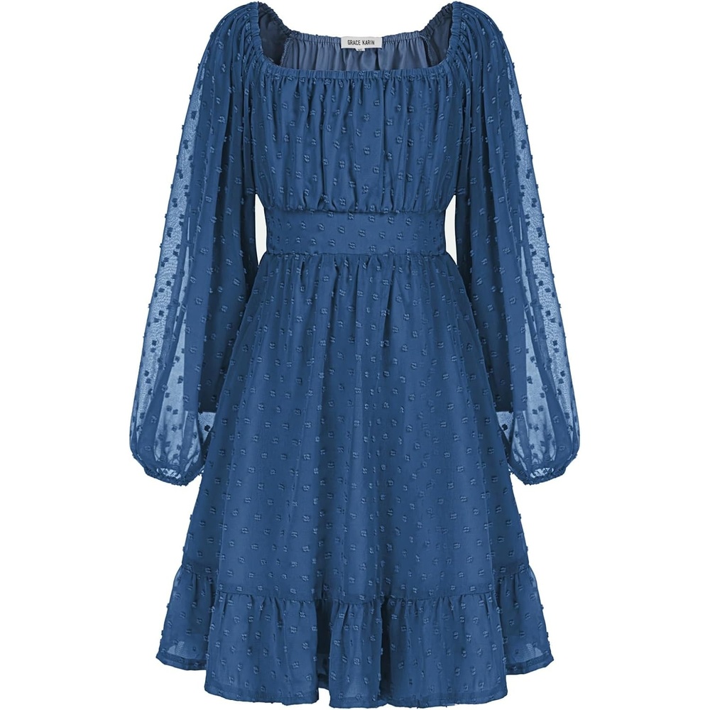 image:imageGRACE KARIN Girls Fall Winter Dress Long Sleeve Casual Party Outfit 614Deep Blue