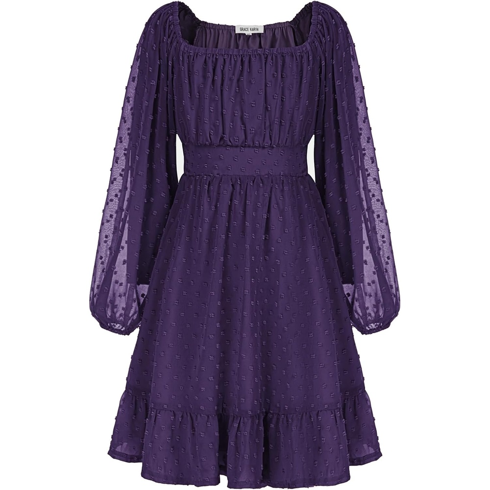 image:imageGRACE KARIN Girls Fall Winter Dress Long Sleeve Casual Party Outfit 614Deep Purple
