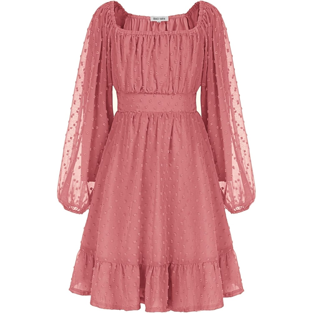 image:imageGRACE KARIN Girls Fall Winter Dress Long Sleeve Casual Party Outfit 614Dusty Rose
