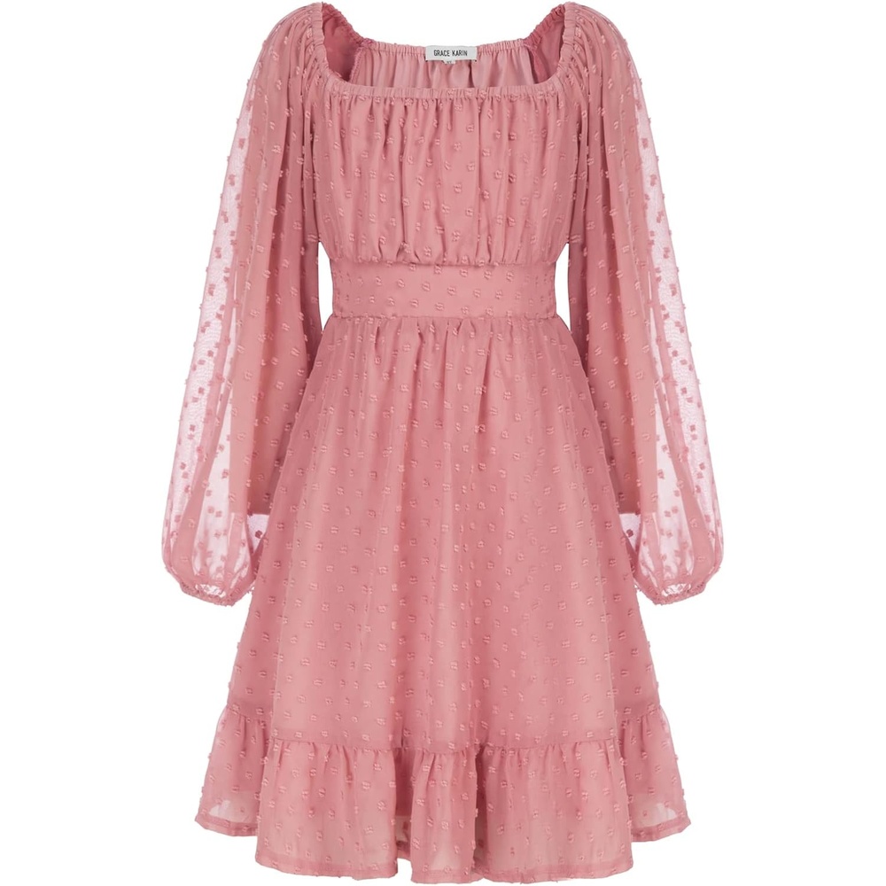 image:imageGRACE KARIN Girls Fall Winter Dress Long Sleeve Casual Party Outfit 614Pink
