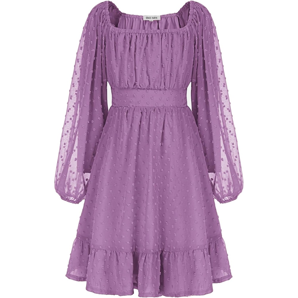 image:imageGRACE KARIN Girls Fall Winter Dress Long Sleeve Casual Party Outfit 614Plum