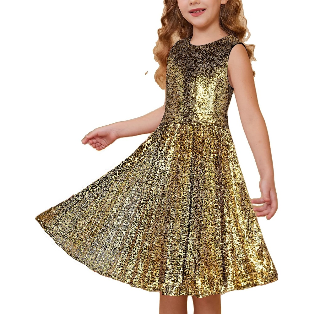 image:imageGRACE KARIN Girls Fancy Sparkly Sequin Formal Party Dance Dress 614Black Golden