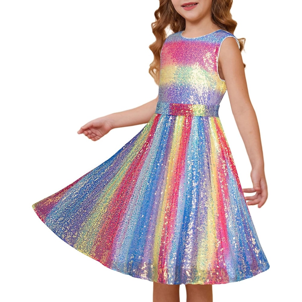 image:imageGRACE KARIN Girls Fancy Sparkly Sequin Formal Party Dance Dress 614Gradientrainbow